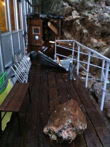 Chute de pierres au refuge du Promontoire - 30 août 2017 - photo Refuge du Promontoire