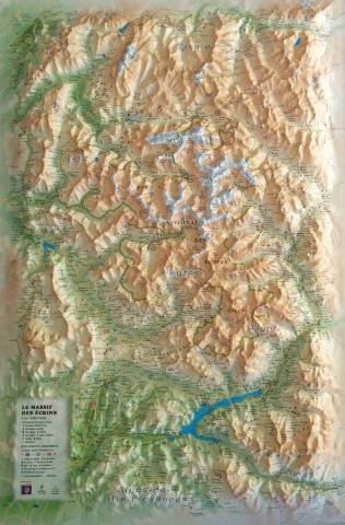 Carte en relief - Parc national des Écrins