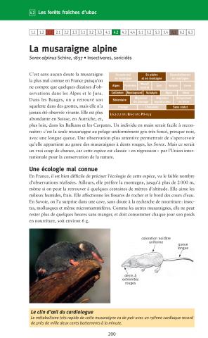 La page concernant la musaraigne alpine dans le livre "A la rencontre des animaux en montagne"
