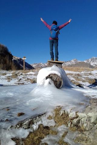 Glace au Saut du Laïre.  Photo Trycia -stage 3ème au Parc national des Ecrins dans le Champsaur - dec 2017