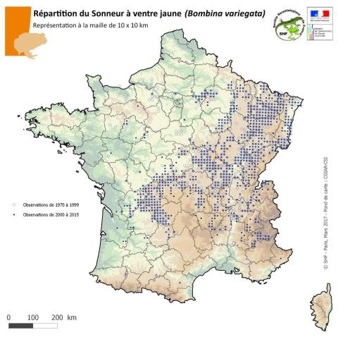 répartition sonneurs à ventre jaune en France