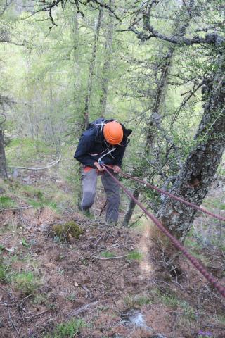 Installation balise gypaète juin 2019 © Parc national des Ecrins