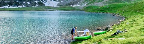 opération prélèvements La Muzelle  - Parc national des Écrins-  projet plastilac - juin 2019 - © M.Lopez