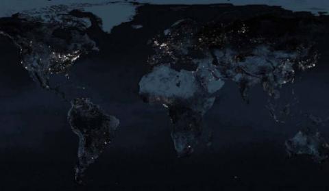 image satellite monde nuit -lumière 1970