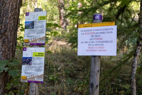 Fermeture des sentiers d'accès aux refuges du Sélé et du Pelvoux © T. Maillet - PNE