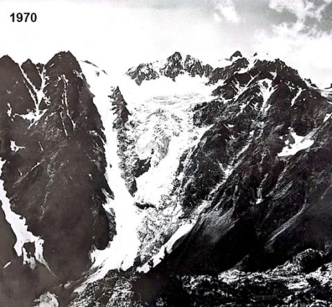 Le glacier du Casset et le couloir Davin en 1970 © Les 100 plus belles courses des Écrins