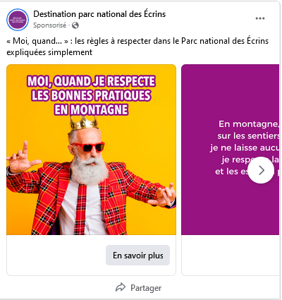 Capture d'une parution sur Facebook