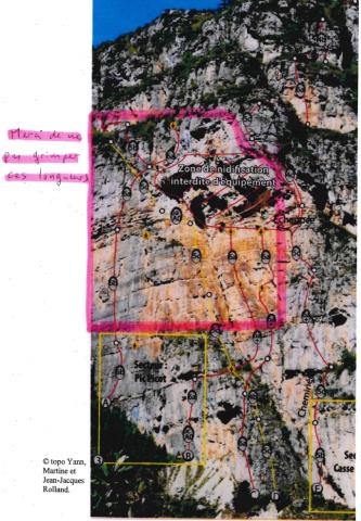 Topo de voies d'escalade