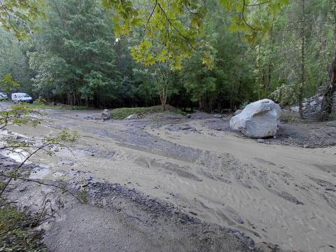 Etat de la RD 238 après les Viollins, à Freissinières le 29 aout 2026 (C) H. Quellier - Parc national des Ecrins
