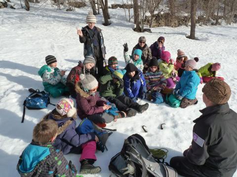 Séance traces, janvier 2018 avec le Parc national des Ecrins - ecole Freissinières 