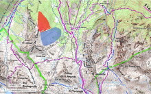 La zone de quiétude à la montagne de Cibouit (en rouge)