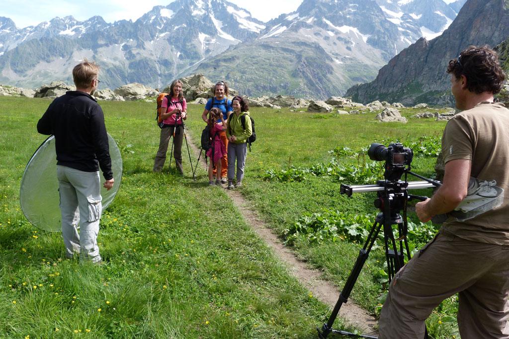 Tournage vidéo Rando Ecrins -juillet 2014 © Pierrick Navizet-Parc national des Ecrins