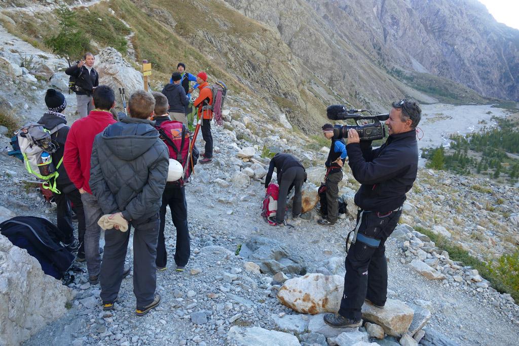Glacier Blanc - 25 sept 2015 - projet pédagogique lyceens avec le parc national des Ecrins © Cinémathèque de montagne