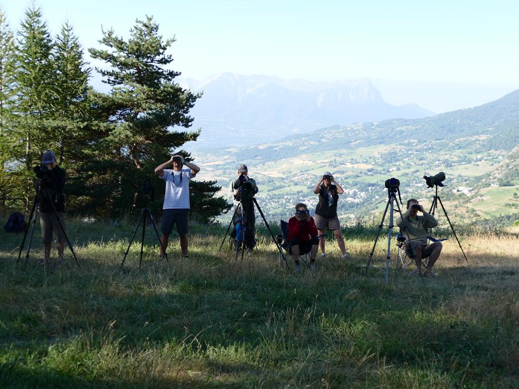 Les observateurs - Comptage migrateurs - Embrunais - août 2016 © Victor Zugmeyer - Parc national des Ecrins