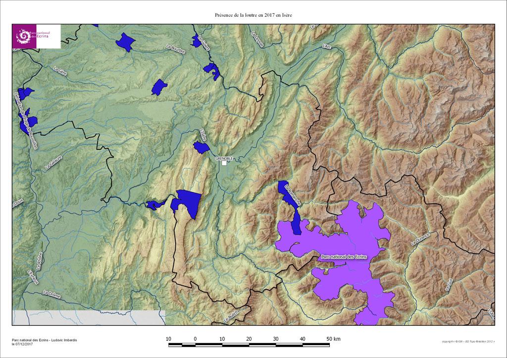 Carte loutre isère 2017 - Parc national des Écrins