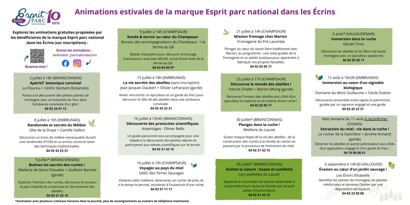 Programme des animations