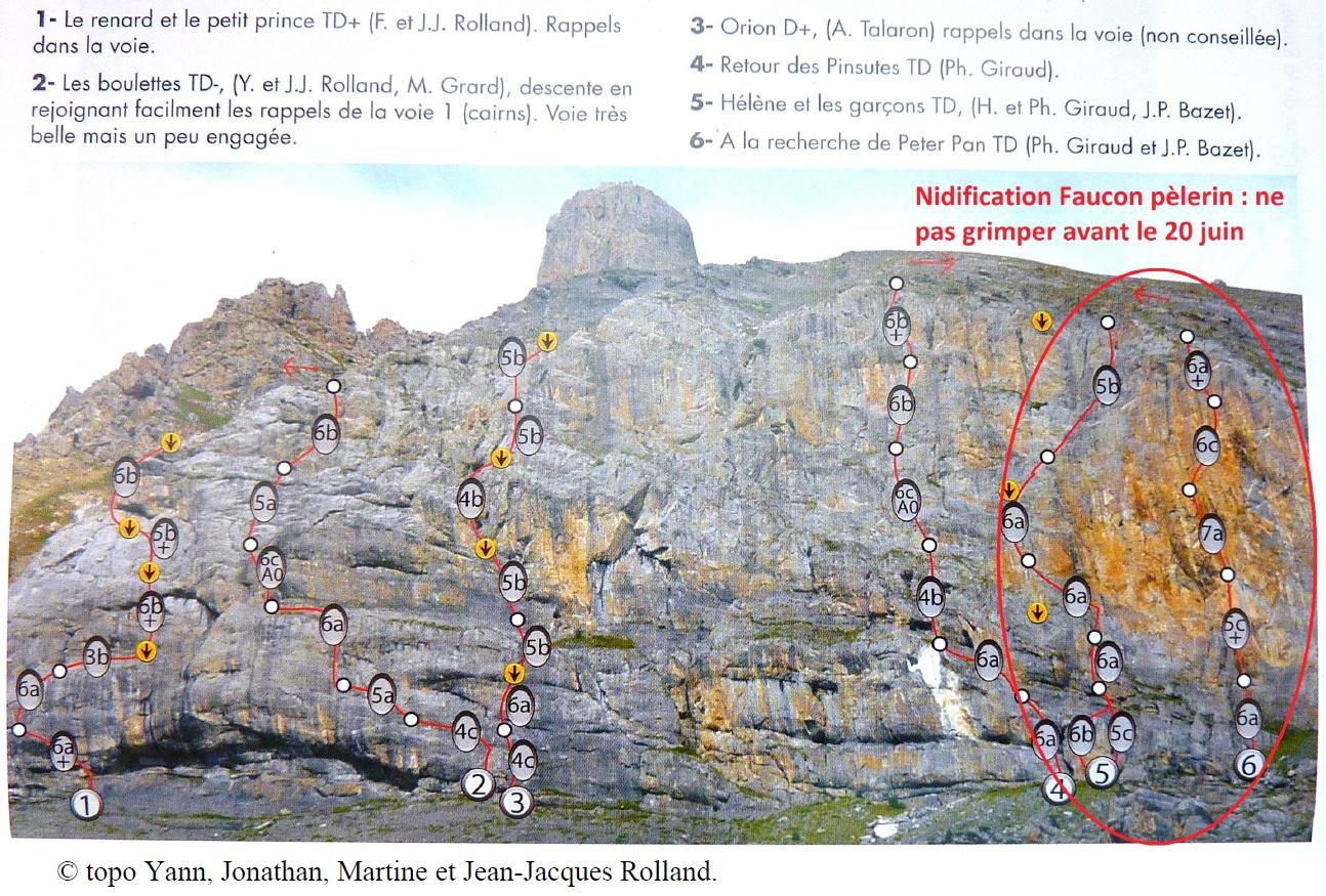 Topo de voies d'escalade