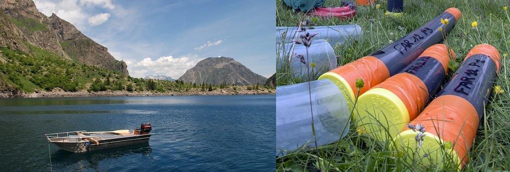 Carottes de sédiments et lac Lauvitel ©Parc national des Ecrins