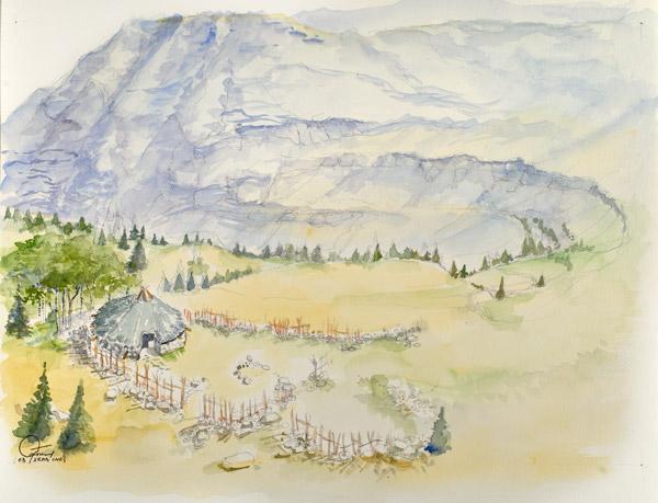 Aquarelle de JM Gassend - IRAA - CNRS - MMSH - 2008