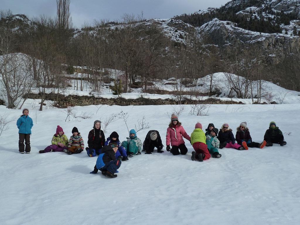 Séance traces, janvier 2018 avec le Parc national des Ecrins - ecole Freissinières 