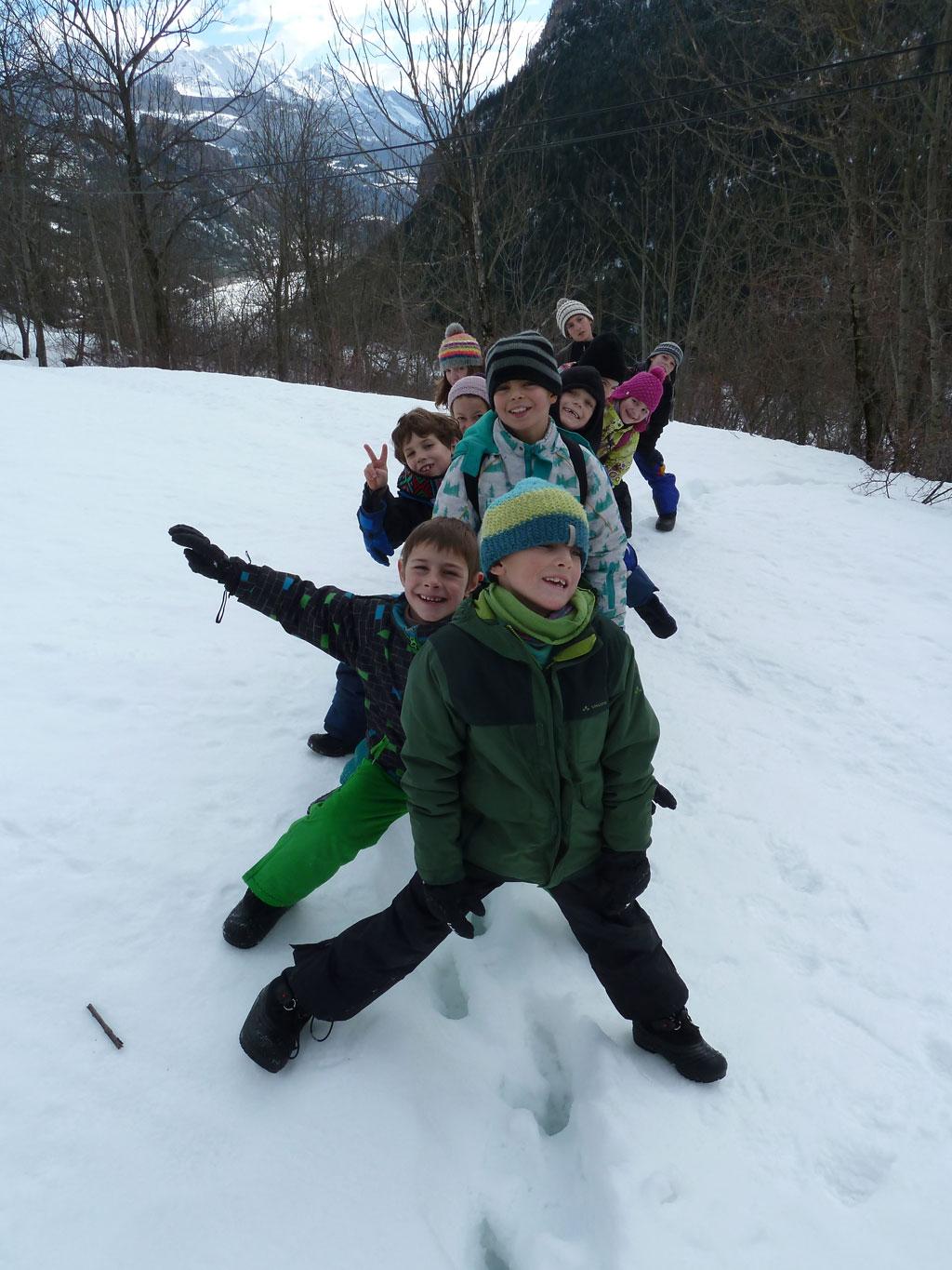 Séance traces, janvier 2018 avec le Parc national des Ecrins - ecole Freissinières 