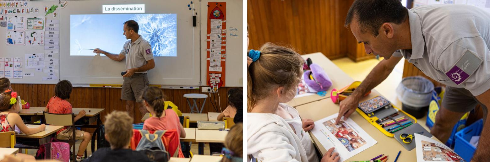 Groupe d'enfants avec un garde-moniteur