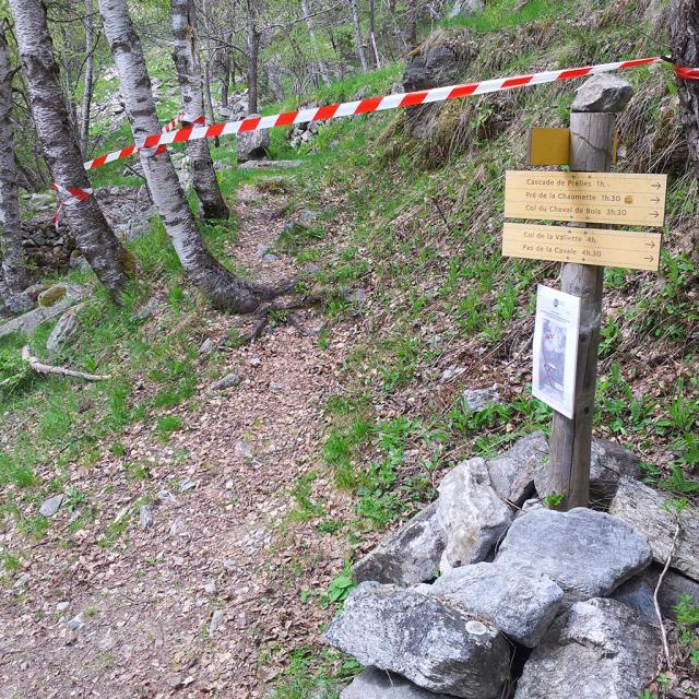 fermeture temporaire sentier isola mai 2016 - photo E-Evin - Parc national des Ecrinss