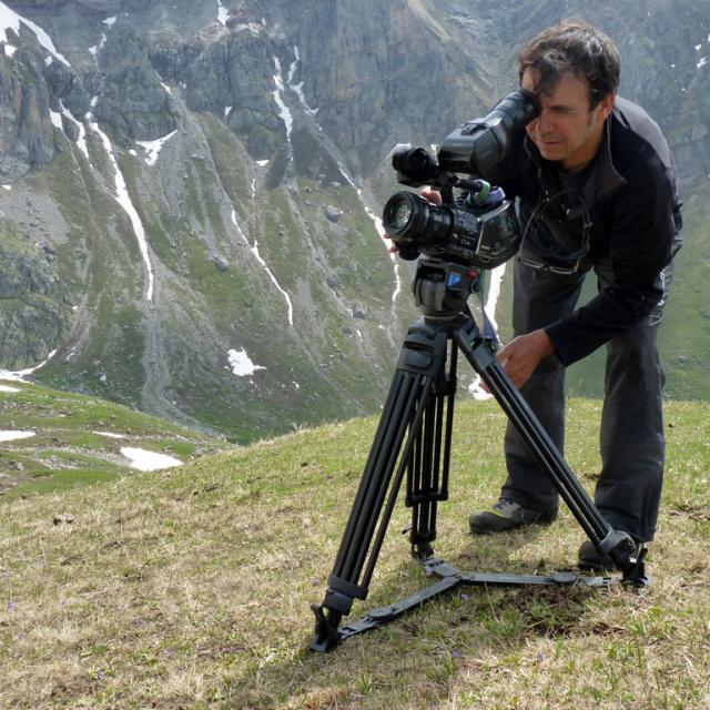 Tournage film bouquetin © H Quellier - Parc national des Écrins