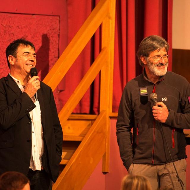 Projection film bouquetin au Royal - Claude Andrieux et Michel Bouche © P.Saulay - Parc national des Ecrins