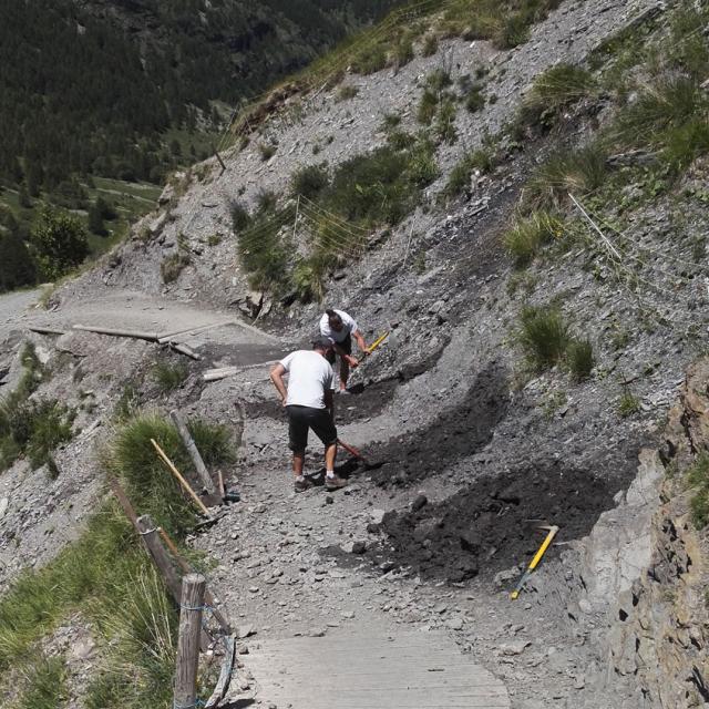 Chantier Chapelle de la Saulce, - juillet 2017 © Parc national des Ecrins