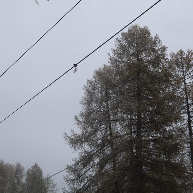 novembre 2017 - installation flotteurs de visualisation de câbles téléskis à Réallon © Martial Bouvier - Parc national des Écrins