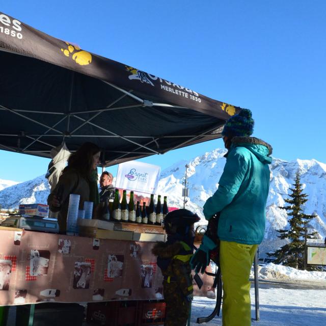Animation Esprit parc national avec les producteurs champsaurins - 5 fev 2019 à Orcières-Merlette - © M.Digier - Parc national des Écrins