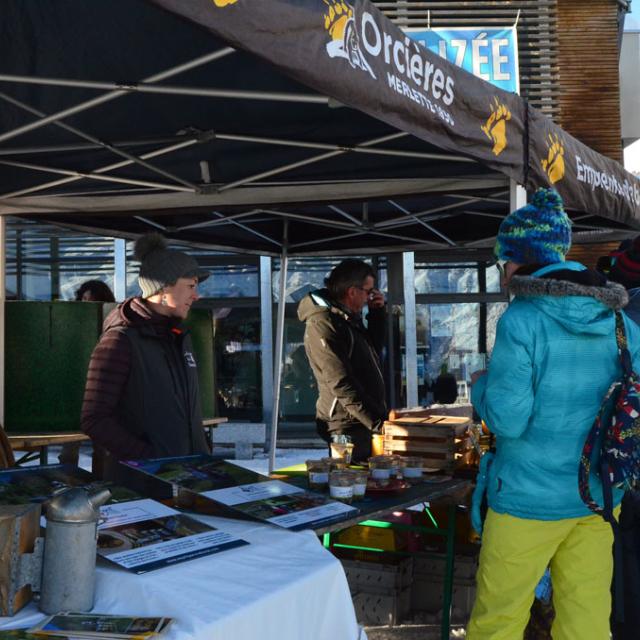 Animation Esprit parc national avec les producteurs champsaurins - 5 fev 2019 à Orcières-Merlette - © M.Digier - Parc national des Écrins