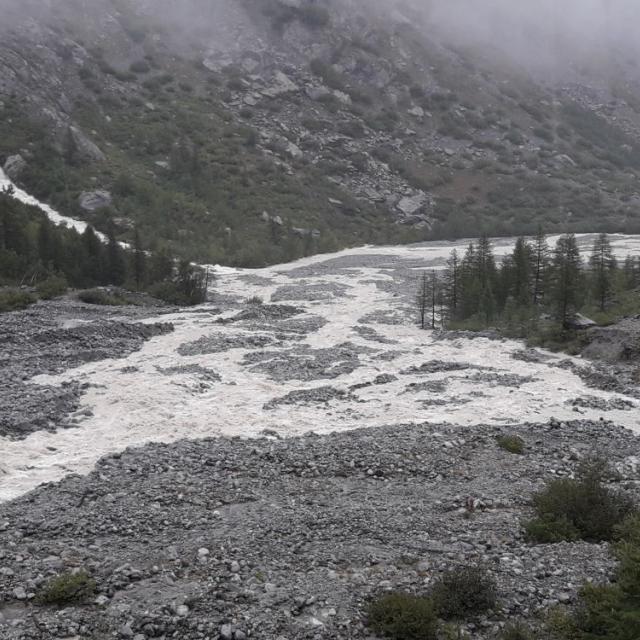 Torrent du glacier Blanc le 29 août 2020