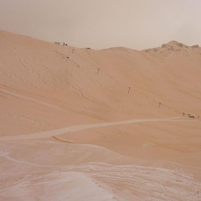 Dépôts de sable saharien au Monêtier-les-Bains, février 2021 - © C. Coursier - PNE