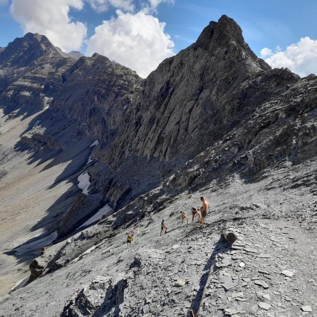 Chantier collectif sous le col de l'Aup Martin © M. Magen - PNE