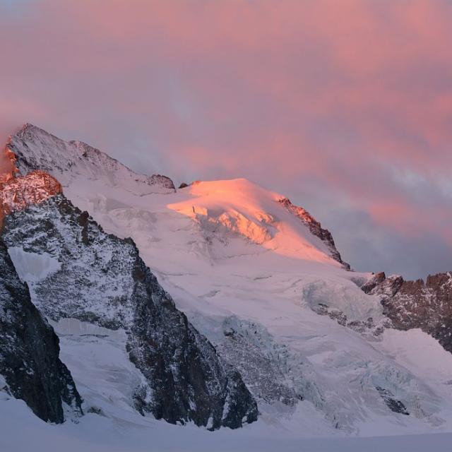 Lever du soleil sur les Ecrins et le glacier Blanc © Mireille Coulon - Parc national des Ecrins